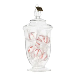 Raz Eric Cortina Clear Glass Peppermint Candy Jar Glass Christmas Ornament