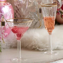 Raz Eric Cortina Pink Martini Or Champagne Glass Christmas Ornament