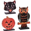 Raz Jack O Lantern, Scaredy Cat, Or Owl Block Cut Out Standing Halloween Sign