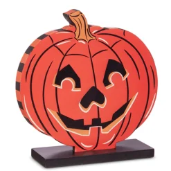 Raz Jack O Lantern, Scaredy Cat, Or Owl Block Cut Out Standing Halloween Sign
