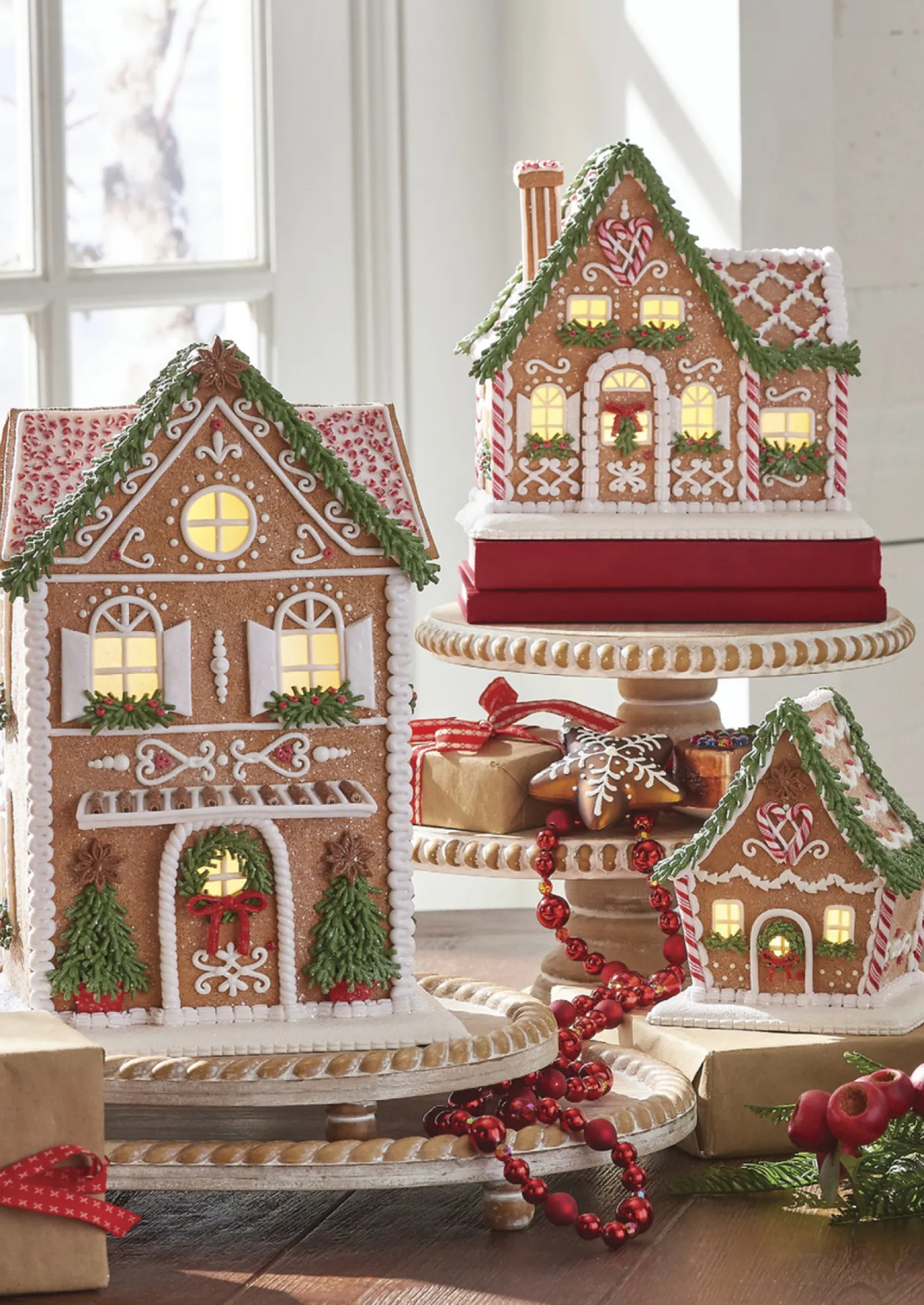 Raz LED Lighted Holiday Spice Gingerbread House Christmas House Figure