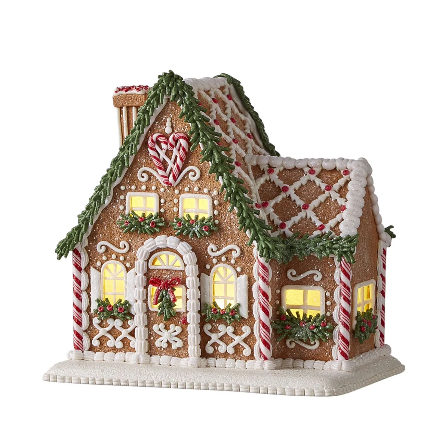 Raz LED Lighted Holiday Spice Gingerbread House Christmas House Figure