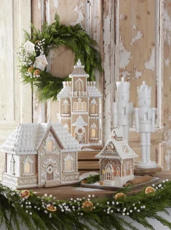 Raz Lighted Brown And White Christmas Gingerbread House Decoration