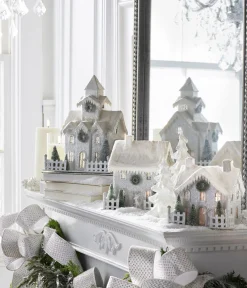 Raz Lighted Snowy Cardboard Christmas House Decoration
