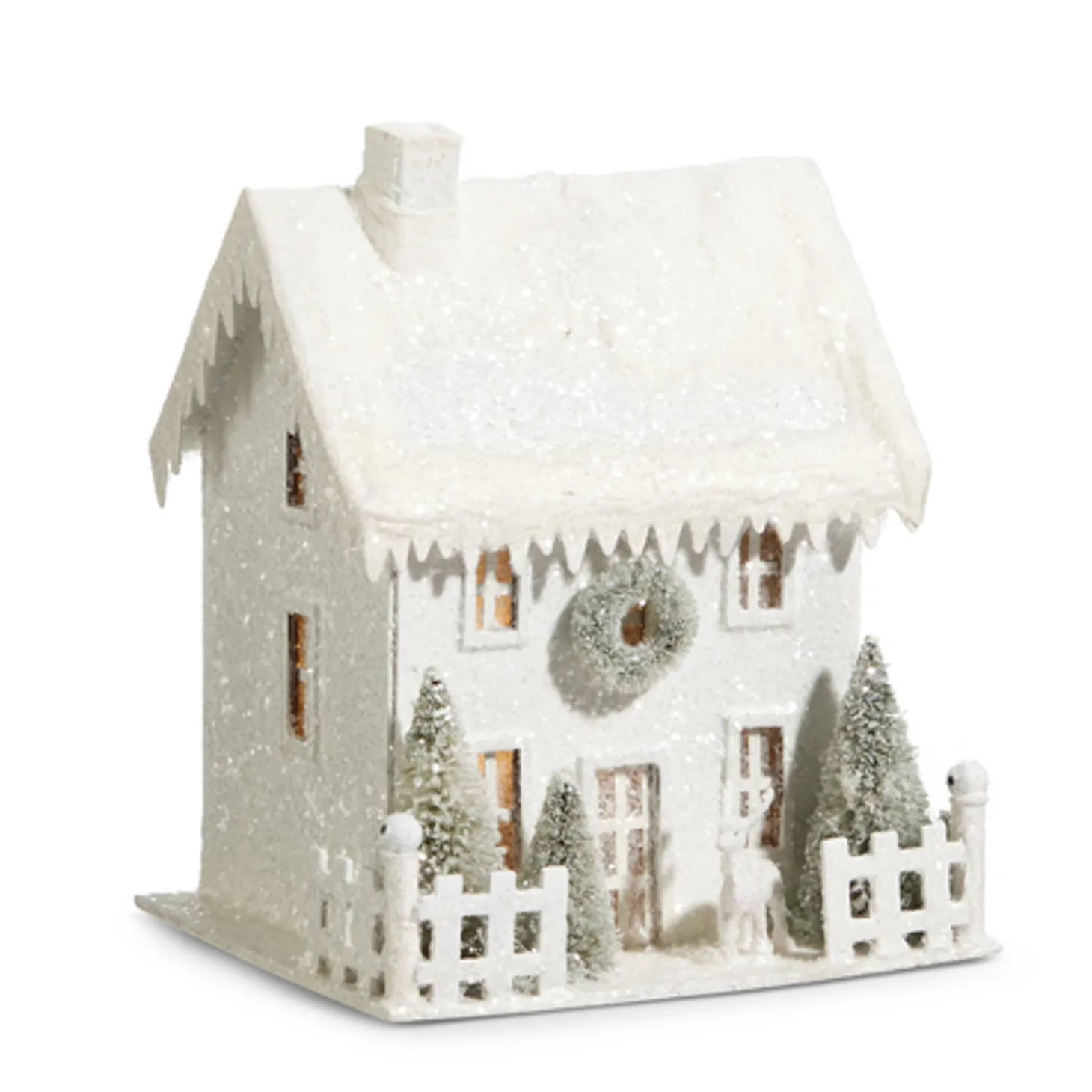 Raz Lighted Snowy Cardboard Christmas House Decoration