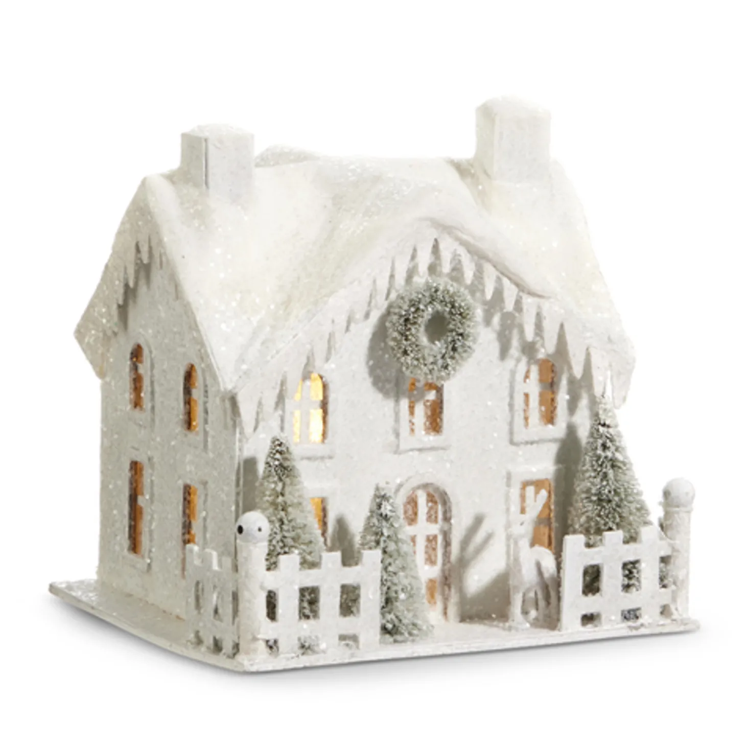Raz Lighted Snowy Cardboard Christmas House Decoration