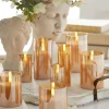 Raz Pillar Battery Operated Flickering Candle In Gold Glass