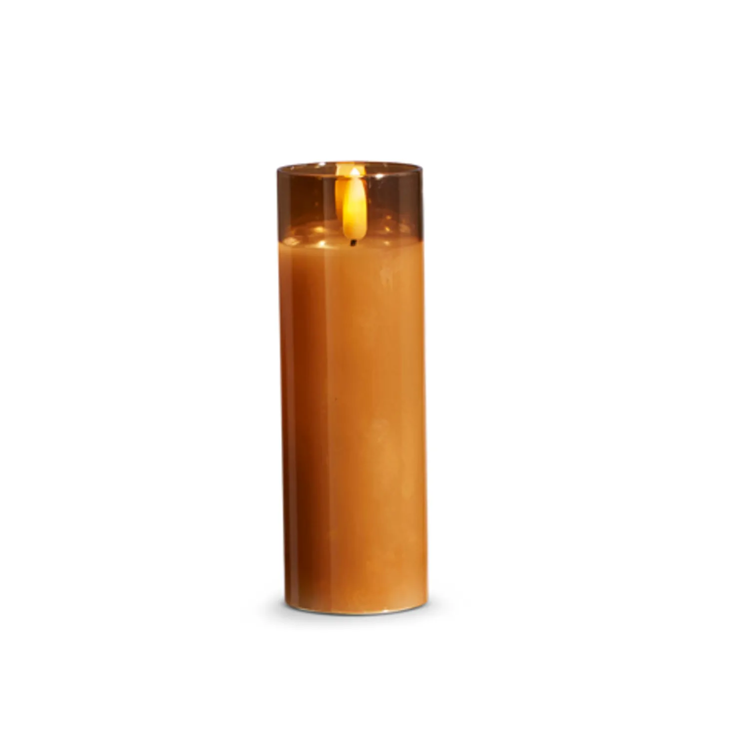 Raz Pillar Battery Operated Flickering Candle In Gold Glass