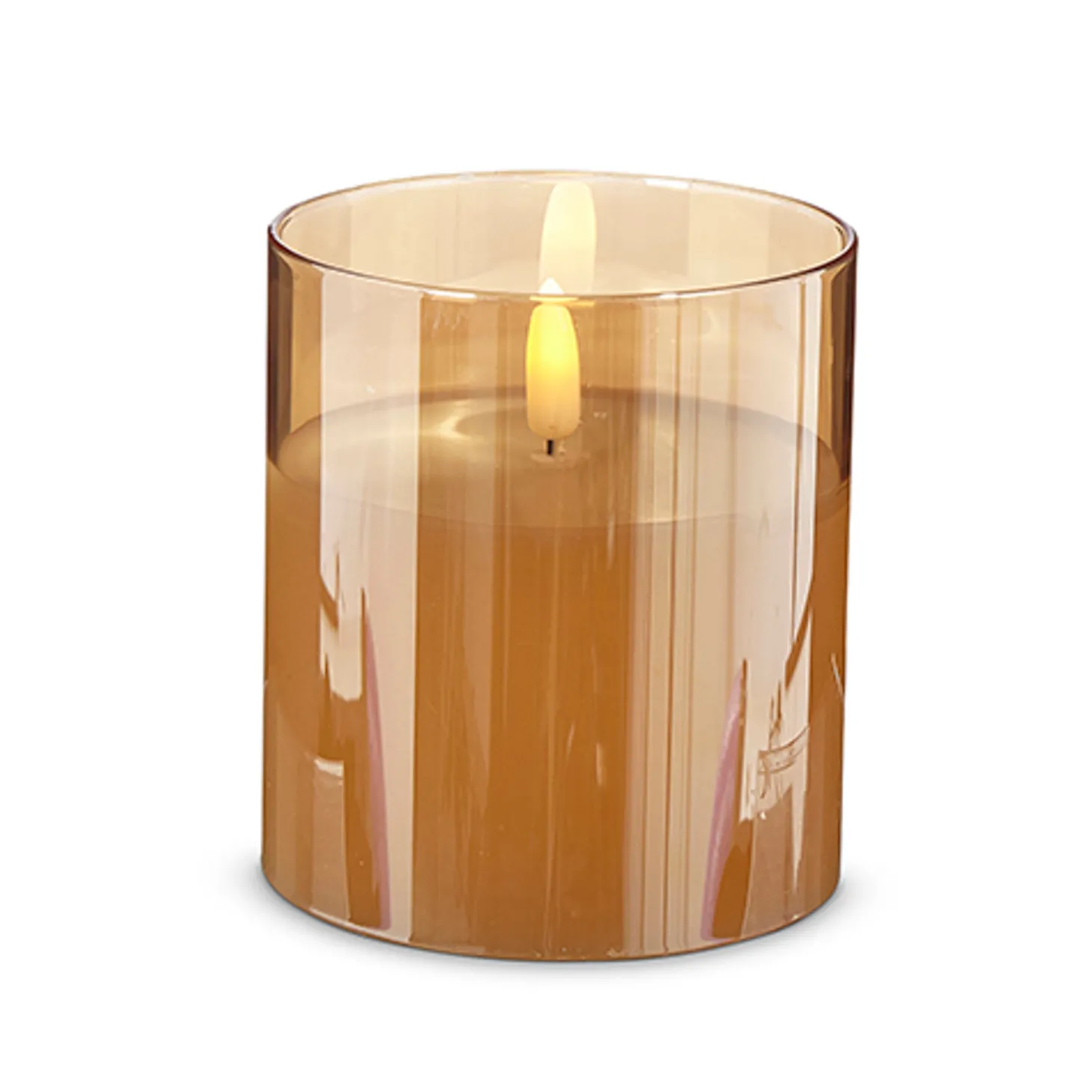 Raz Pillar Battery Operated Flickering Candle In Gold Glass
