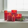 Raz Pillar Battery Operated Flickering Candle In Red Glass