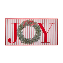 Raz Red And White Striped Joy Or Noel Metal Framed Christmas Sign
