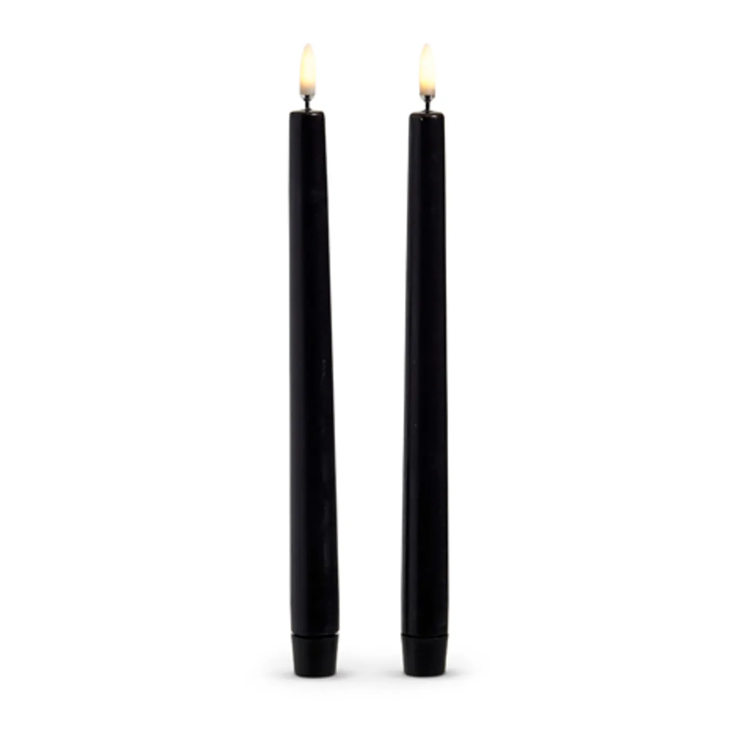 Raz Set Of 2 10" Black Taper Battery Operated Candle With Lighted Flickering Wick 4434555