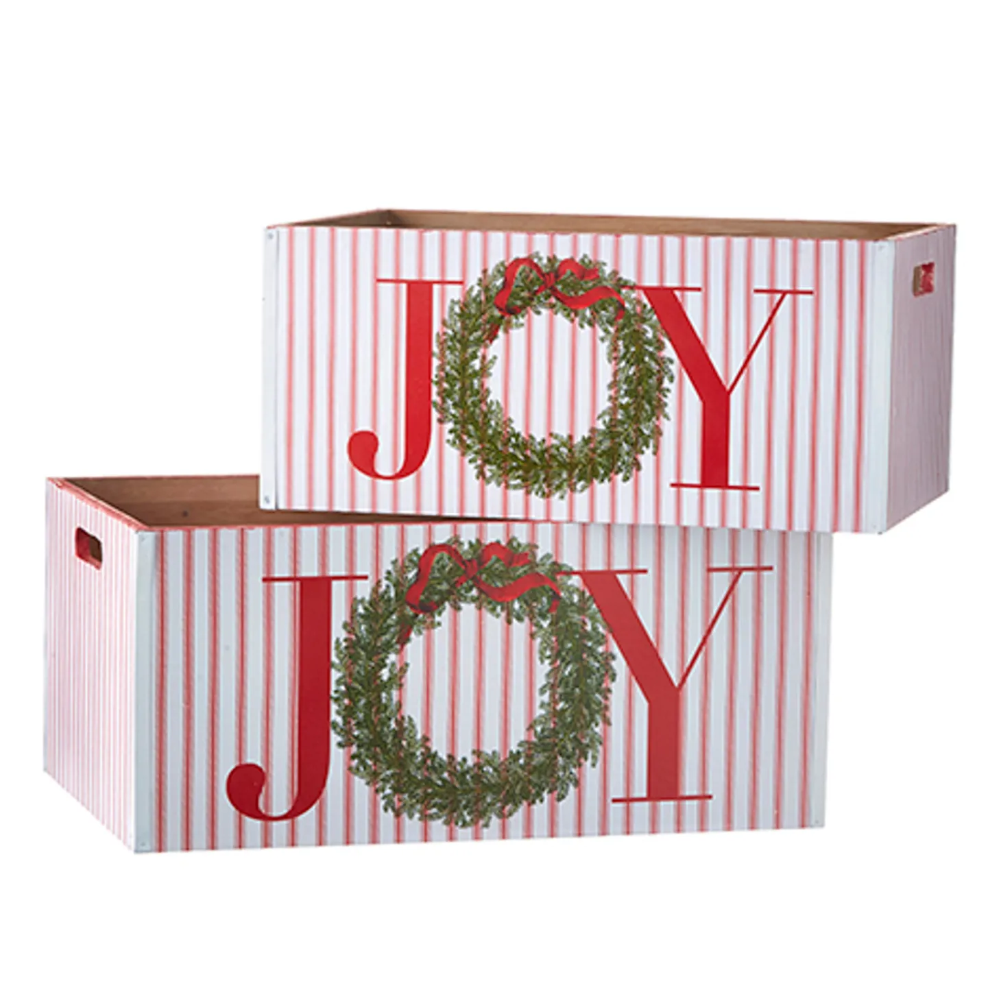 Raz Set Of 2 17.75" Joy Crates Christmas Decorations 4212313