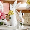 Raz Set Of 2 Bunnies With Flowers Spring Decoration 4411159