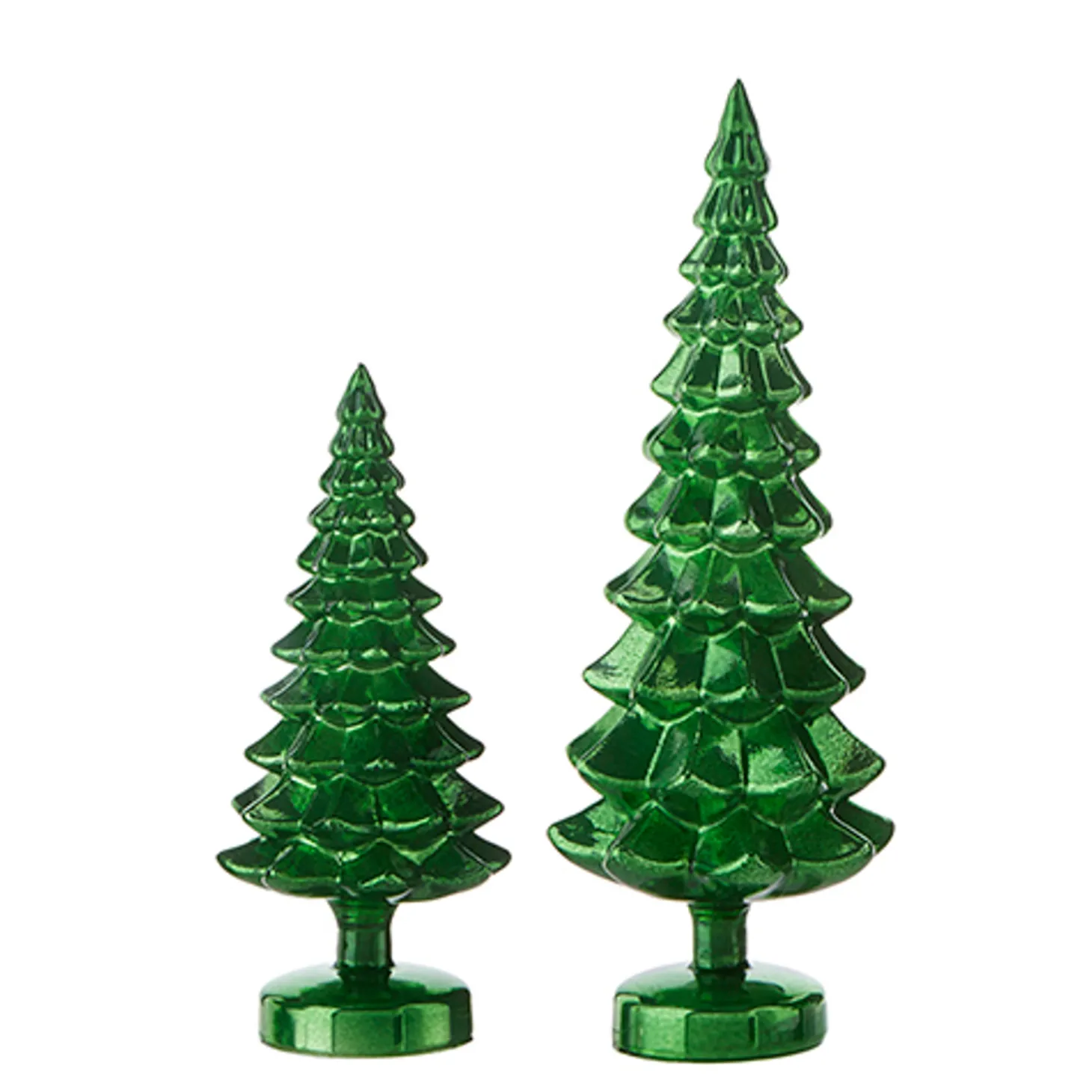 Raz Set Of 2 Green Glass Tree Christmas Decoration 4222940