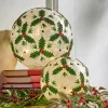 Raz Set Of 2 Holly Leaf Battery Operated Lighted Ball Glass Christmas Decoration 4322866