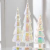Raz Set Of 3 Lighted Iridescent Glass Tree Christmas Decoration 4222911