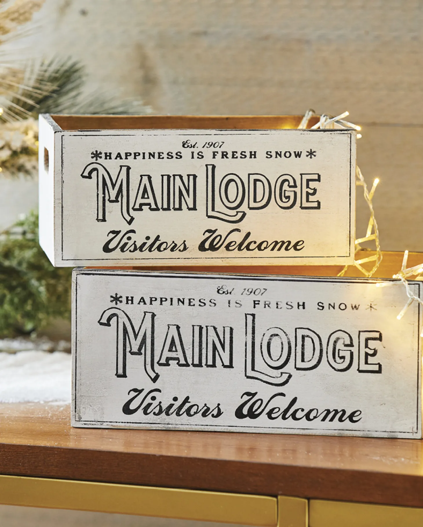 Raz Set Of 2 Main Lodge Crate Christmas Decoration 4111294