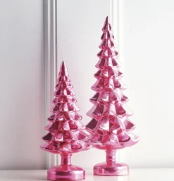 Raz Set Of 2 Pink Metallic Glass Christmas Tree Decoration 4222938