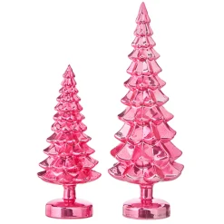 Raz Set Of 2 Pink Metallic Glass Christmas Tree Decoration 4222938