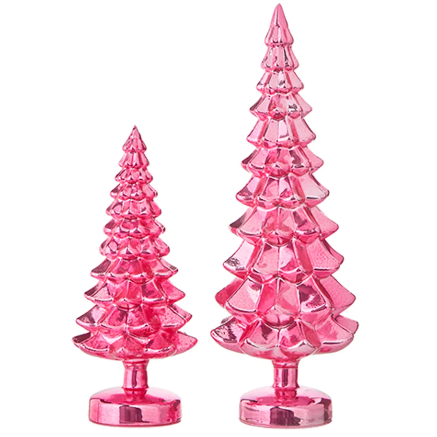 Raz Set Of 2 Pink Metallic Glass Christmas Tree Decoration 4222938