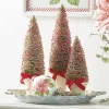 Raz Set Of 3 Potted Bottle Brush Trees With Red Berries Christmas Figure 4114106