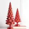 Raz Set Of 2 Red Glass Christmas Tree Decoration 4222939
