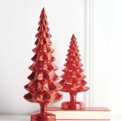 Raz Set Of 2 Red Glass Christmas Tree Decoration 4222939