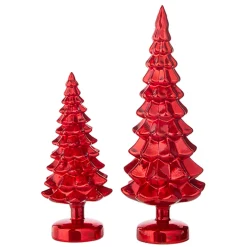 Raz Set Of 2 Red Glass Christmas Tree Decoration 4222939