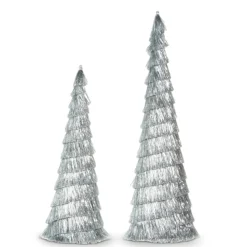 Raz Set Of 2 Silver Tinsel Tree Christmas Decoration 4334055