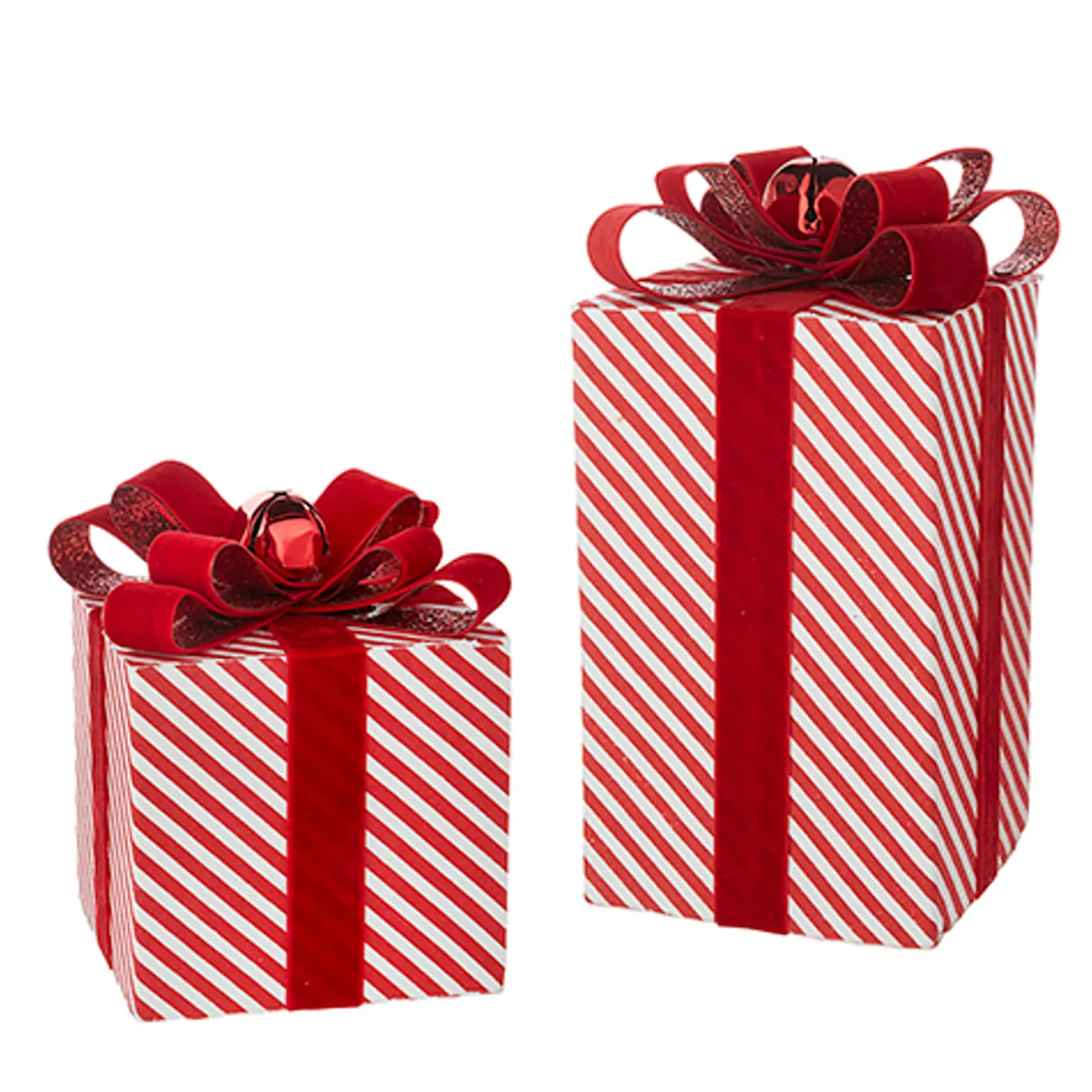 Raz Set Of 2 Striped Package Christmas Ornament Or Decoration 4202415