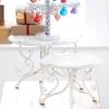 Raz Set Of 2 White Distressed Metal Risers Stands 4228915
