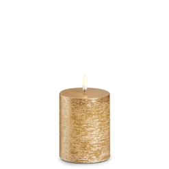 Raz Uyuni Rustic Gold Battery Operated Candle With Lighted Flickering Flame