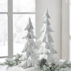 Raz White Carved Christmas Tree Decoration Set Of 2 4401619