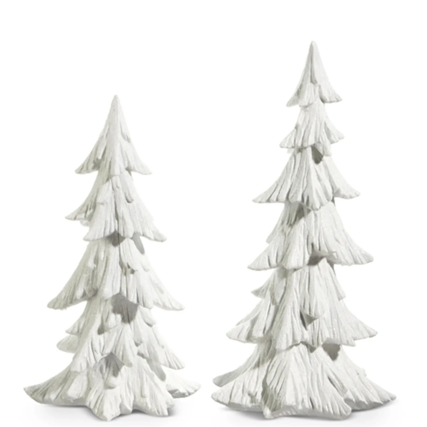Raz White Carved Christmas Tree Decoration Set Of 2 4401619