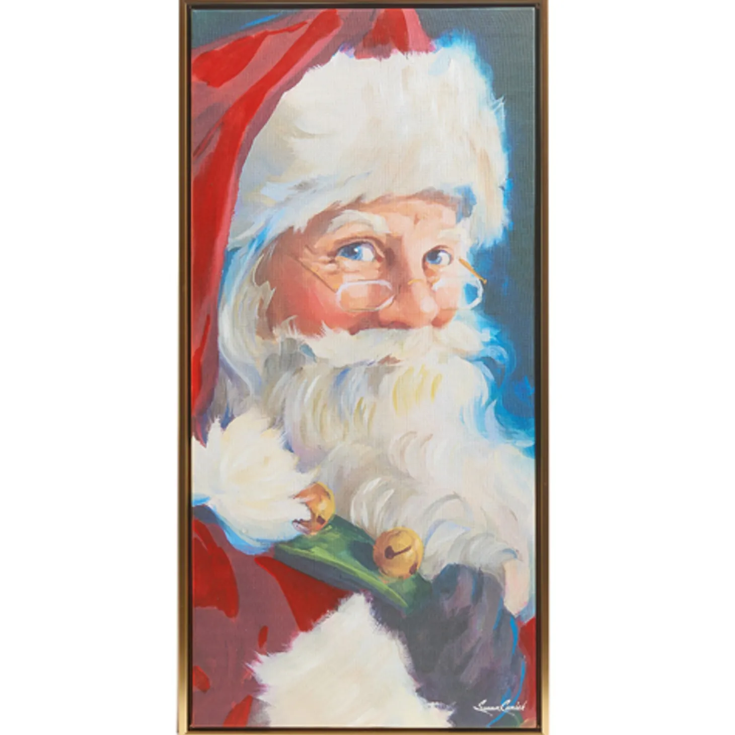 Raz Woodland Santa And Reindeer Textured Frame Christmas Wall Art