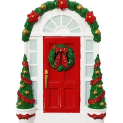 Red Door With Wreath Personalized Christmas Ornament OR2297