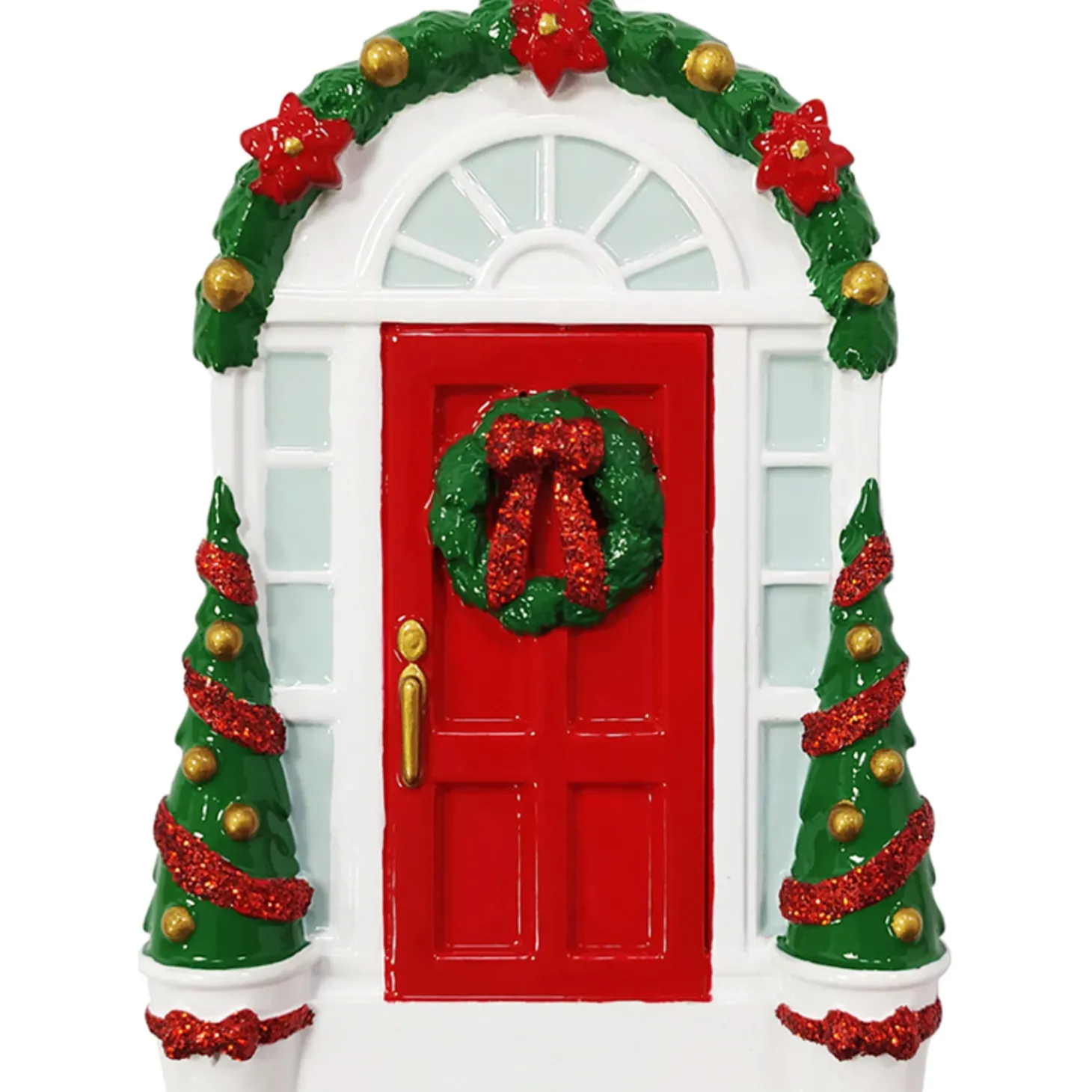 Red Door With Wreath Personalized Christmas Ornament OR2297