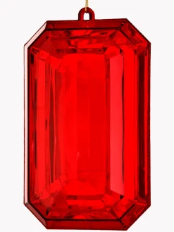 Regency 9" Clear Or Red Emerald Cut Precious Gem Christmas Ornament