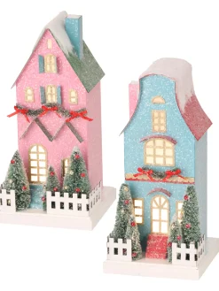 Regency 10.5" LED Lighted Battery Operated Pink Or Blue Manor Christmas House MTX73879