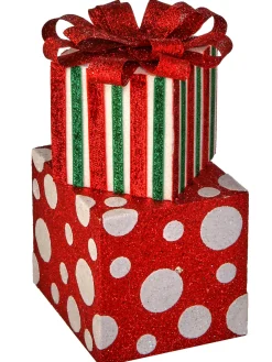 Regency 12.5" Sparkle Striped And Dotted Gift Box Stack Figure MTX67563