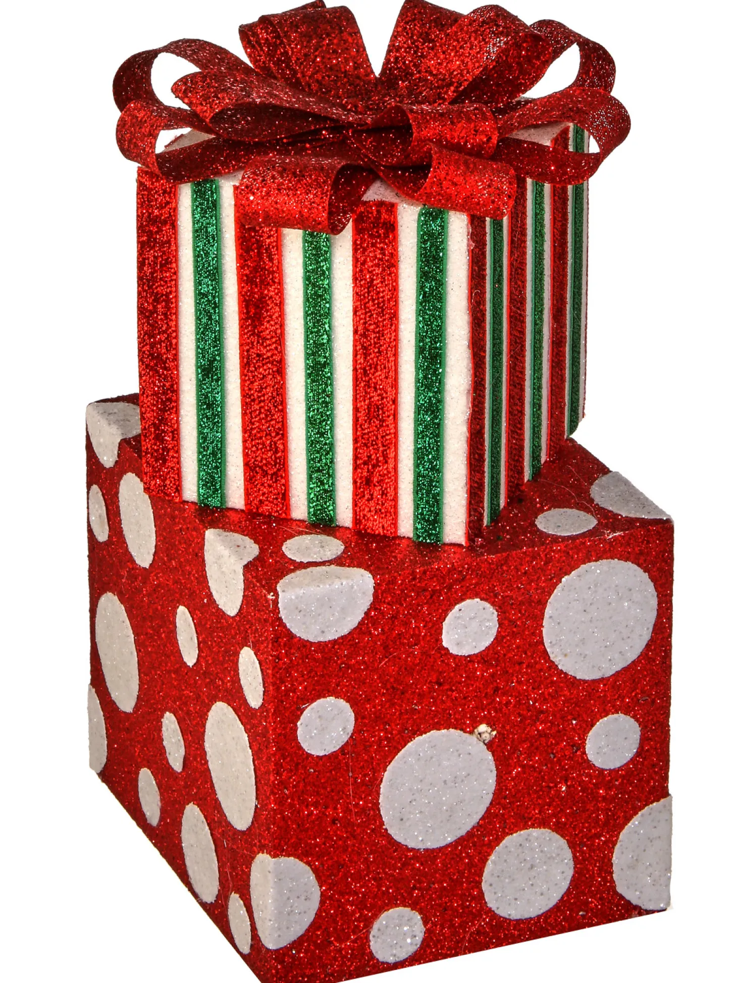 Regency 12.5" Sparkle Striped And Dotted Gift Box Stack Figure MTX67563
