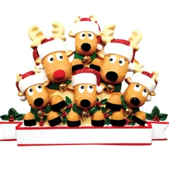 Reindeer Family Of 6 Personalized Christmas Ornament