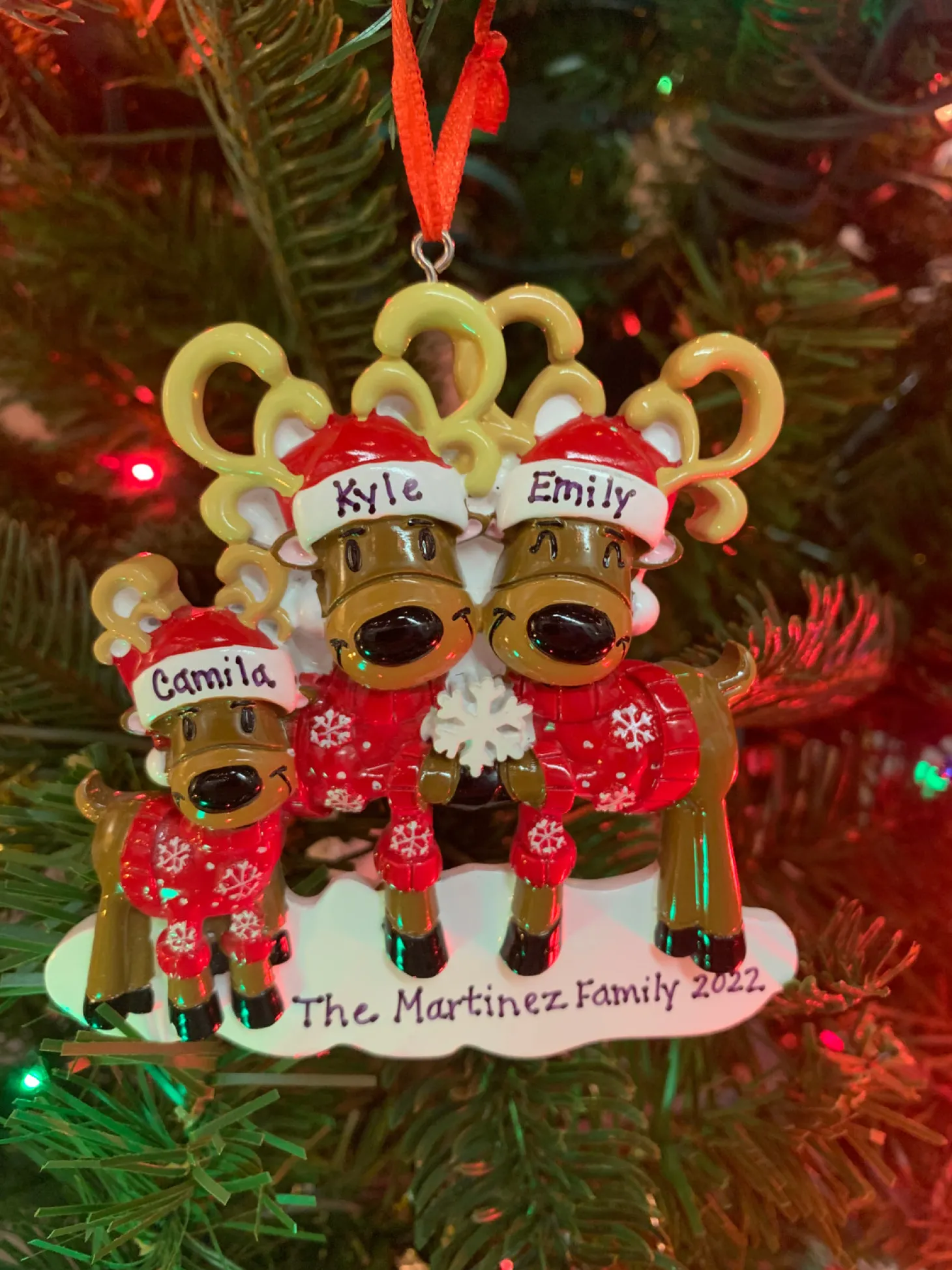 Reindeer Family Of 3 Personalized Christmas Ornament OR2256-3