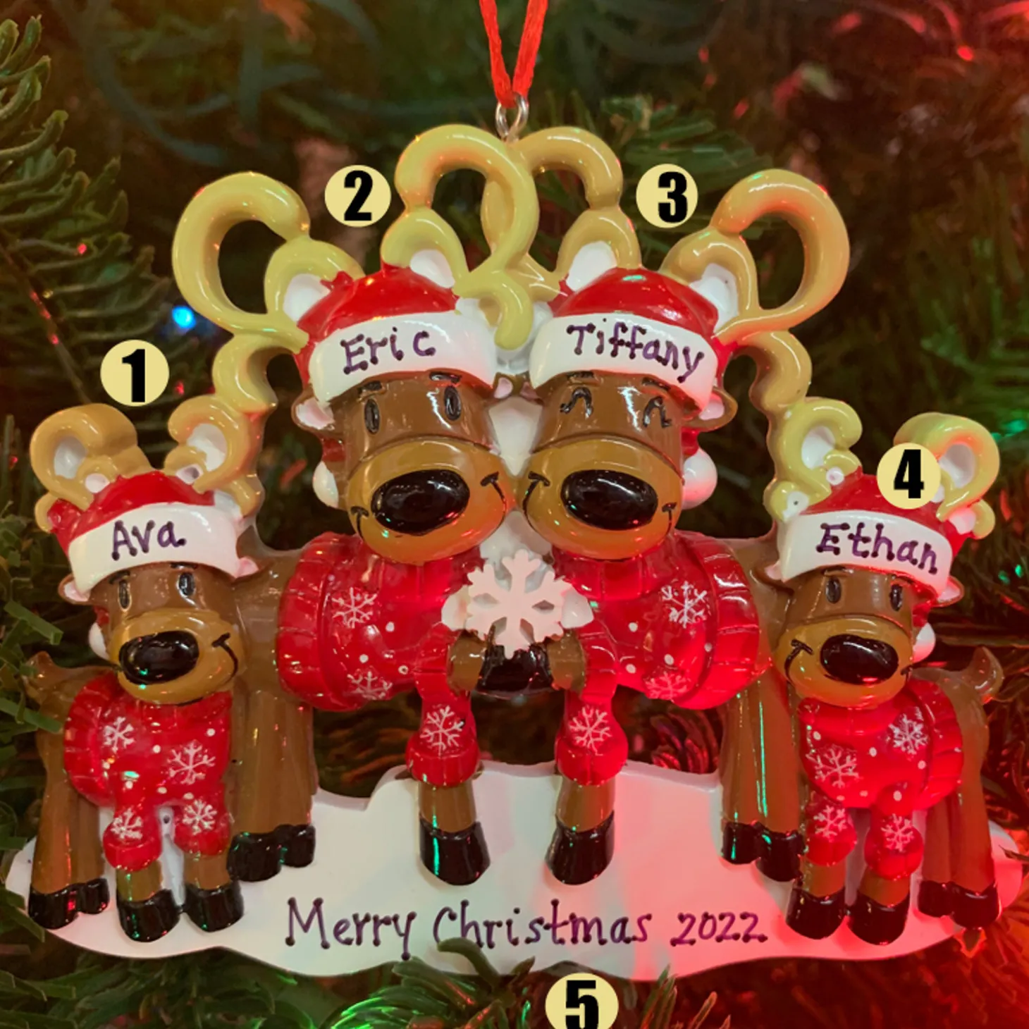 Reindeer Family Of 4 Personalized Christmas Ornament OR2256-4