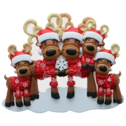 Reindeer Family Of 5 Personalized Christmas Ornament OR2256-5