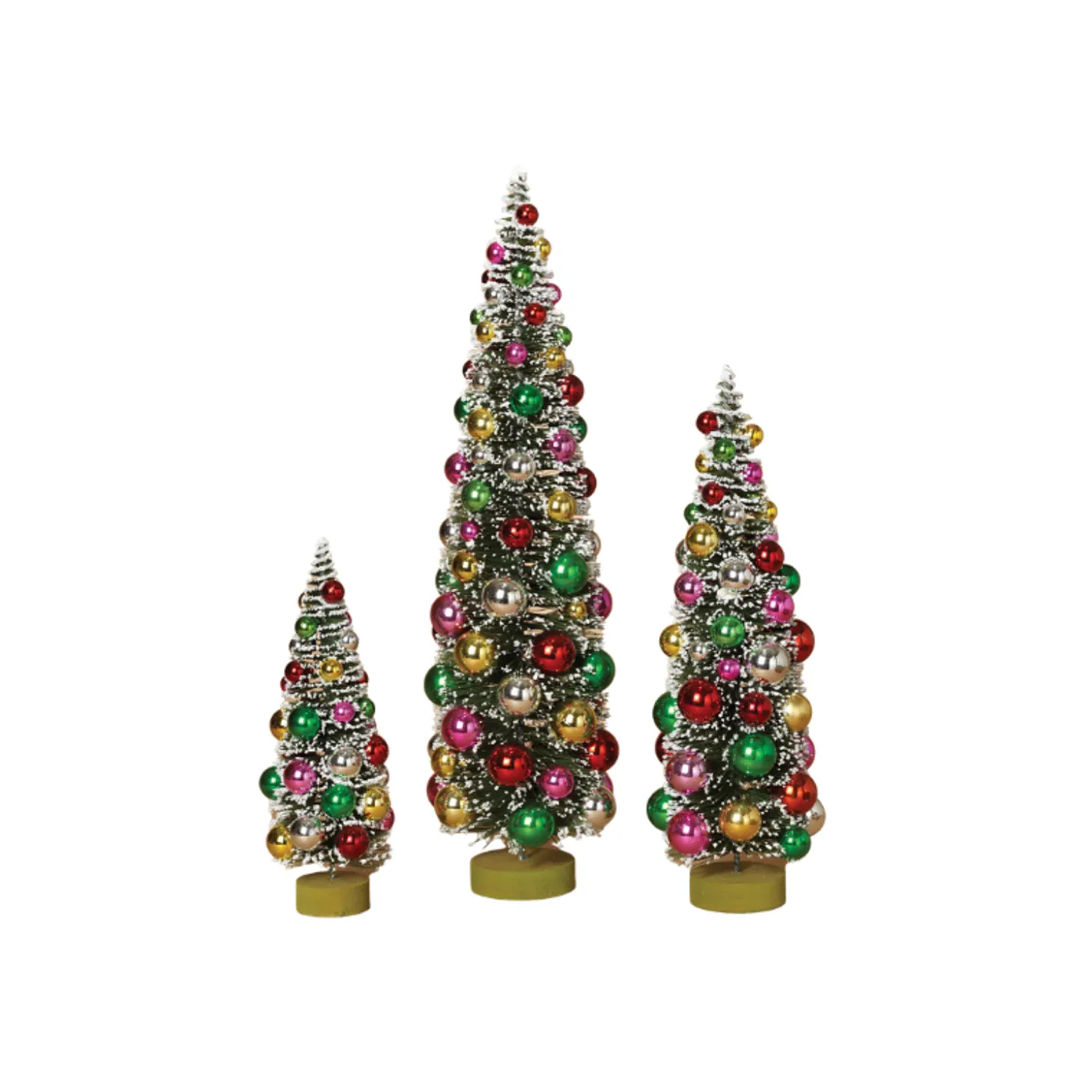 Set Of 3 Frosted Multicolor Bottle Brush Trees Christmas Figure 2223850
