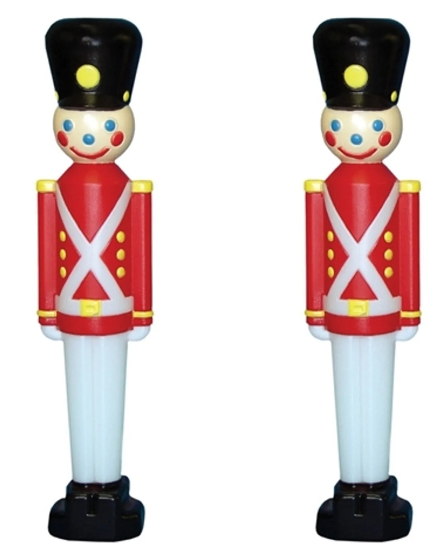 Set Of 2 Toy Soldier With Black Hat Plastic Blow Mold Decorations