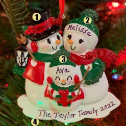 Snowman Family Of 3 Personalized Christmas Ornament OR2255-3