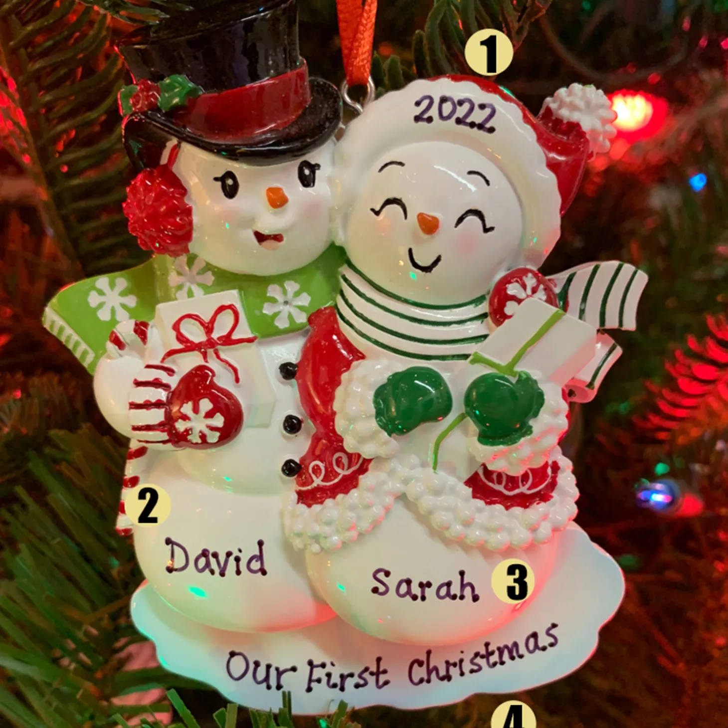 Snowmen Couple Personalized Christmas Ornament OR2390